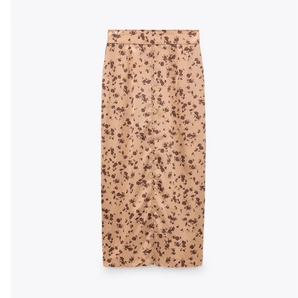 NWT Zara Satin Croped Top and Midi Skirt Set in Copper - Picture 3 of 13